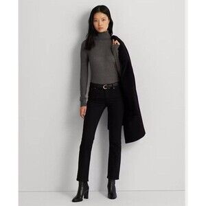 Lauren Ralph Lauren‎ Mid Rise Classic Straight Jeans Black Womens 18W
